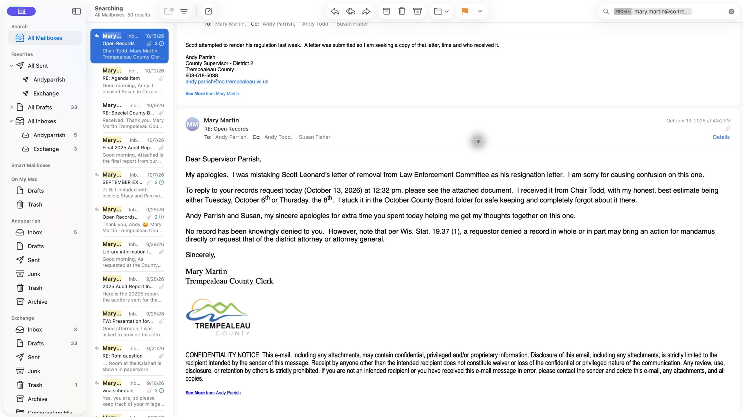 Mary Martin’s October 13 correction, displayed 4:52 p.m.